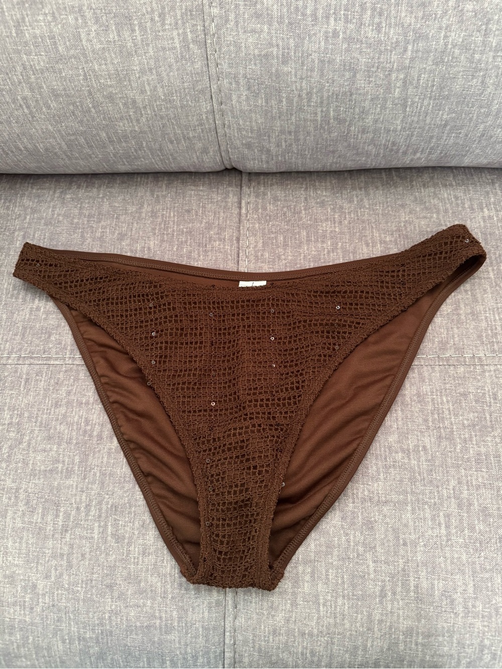 No Boundaries‎ Brown Crochet Bikini Bottom with Sequin Accents